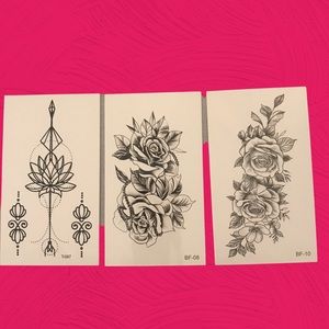 Set of 3 Sexy Floral Design Temporary Tattoos